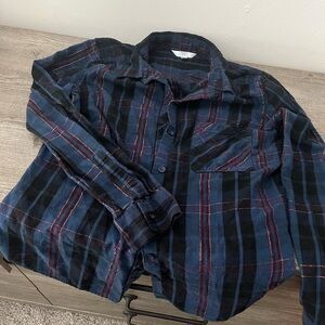 Navy and Black Plaid Shirt